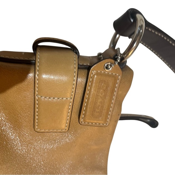 Coach Vintage SoHo Slim Buckle Bag Tan & Chocolate Brown Silver Detail - Picture 7 of 11